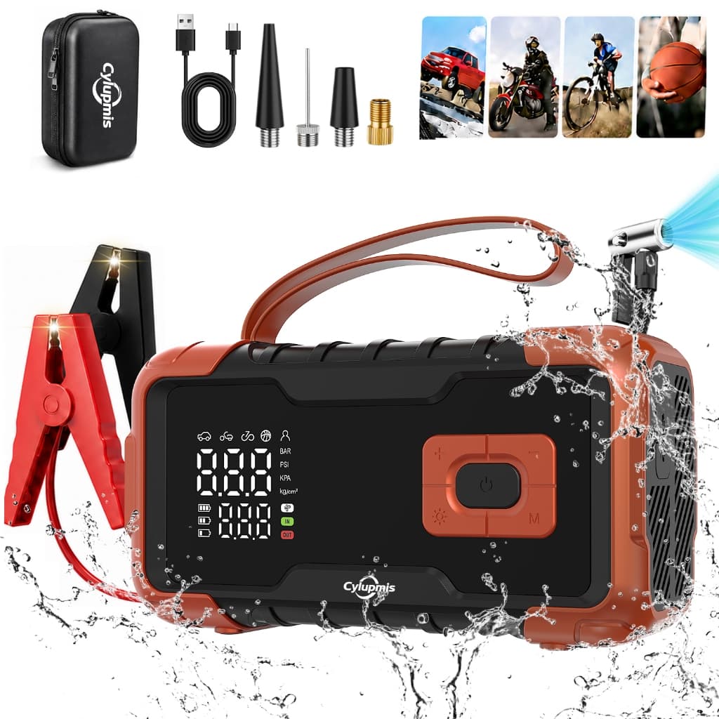 Auxiliar De Partida Ferramenta Automotiva Multifuncional Compressor Digital 150PSI Calibrador de Pneus Portátil com Luz