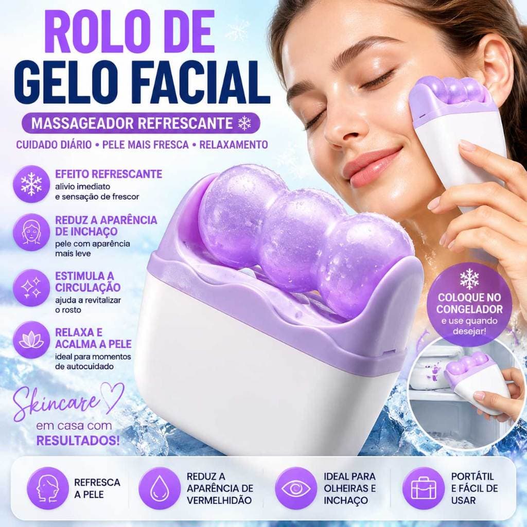 Rolo Duplo Compressa Massageadora Gelada Para Cuidados Com A PeleRefrescante Reduz Inchaço Aparência da Pele Beleza
