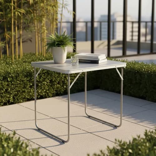 Mesa Prática Alumínio Premium 80x60 Dobrável Vira Maleta Mor Cinza