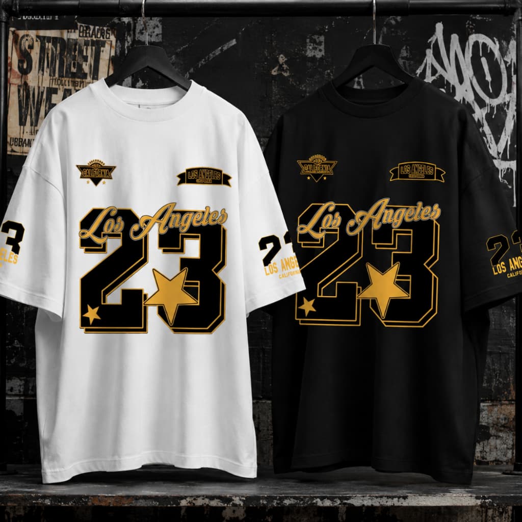 Kit 2 Camisas Oversized Los Angeles California 23 Street Style 100% Algodão Masculina