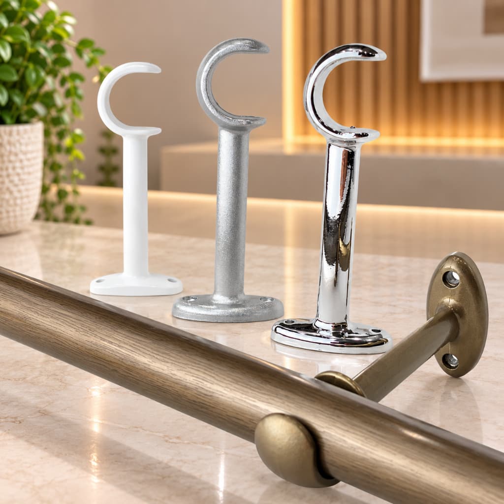Suporte Alongado Para Varão De Cortina 28mm Alumínio Cromado Bella Arte Luxo Resistente Com Buchas e Parafusos