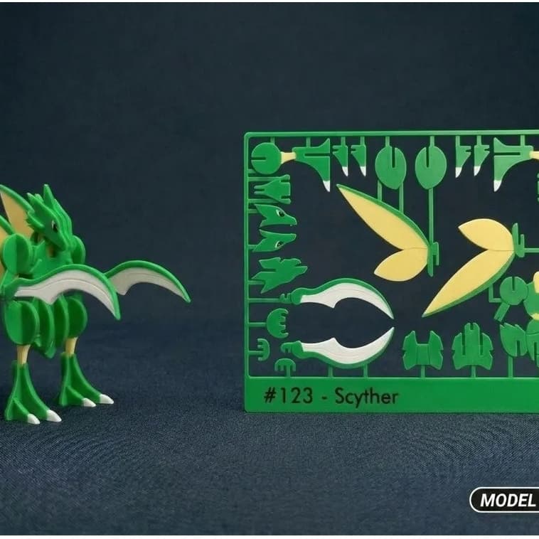 Kit Montar Pokémon Scyther #123 | Miniatura Articulável Colecionável para Fãs e Presentes