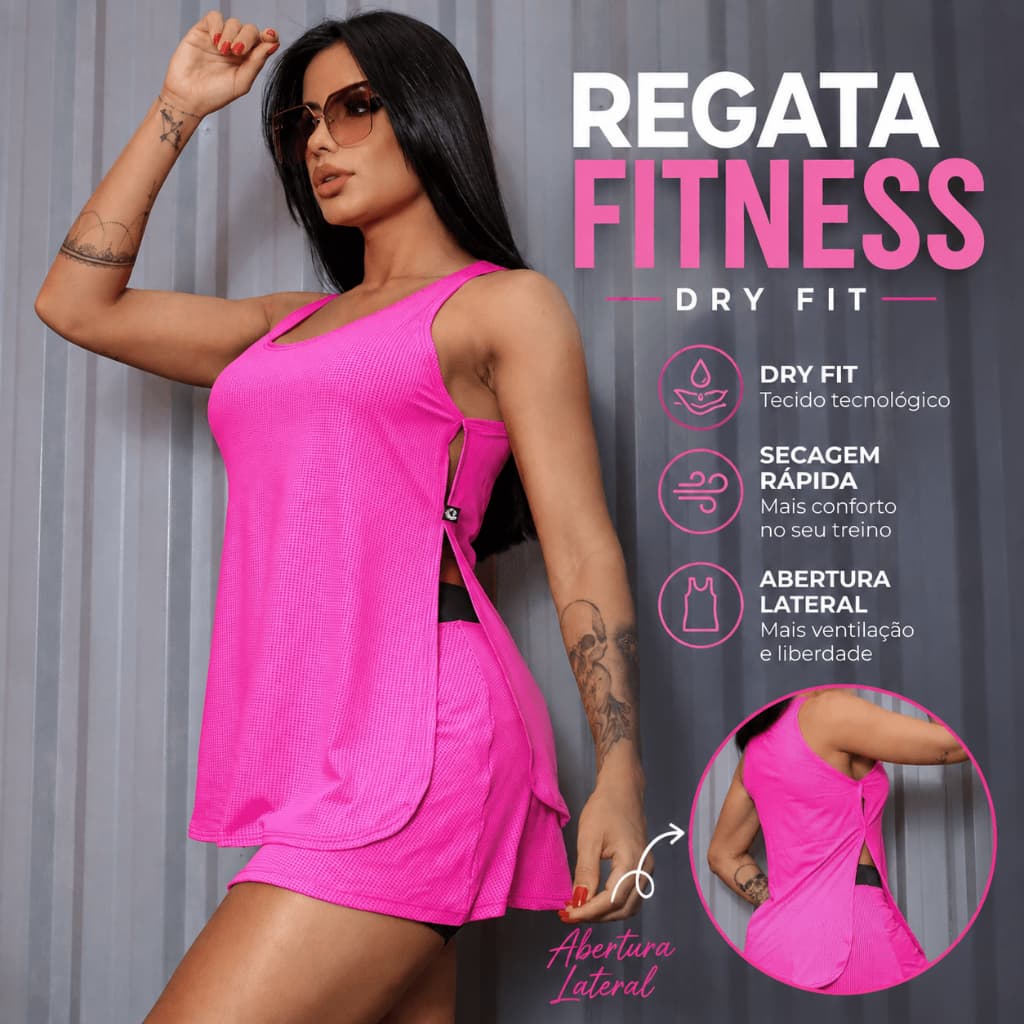 Regata Feminina Fitness Academia Dry fit Poliamida