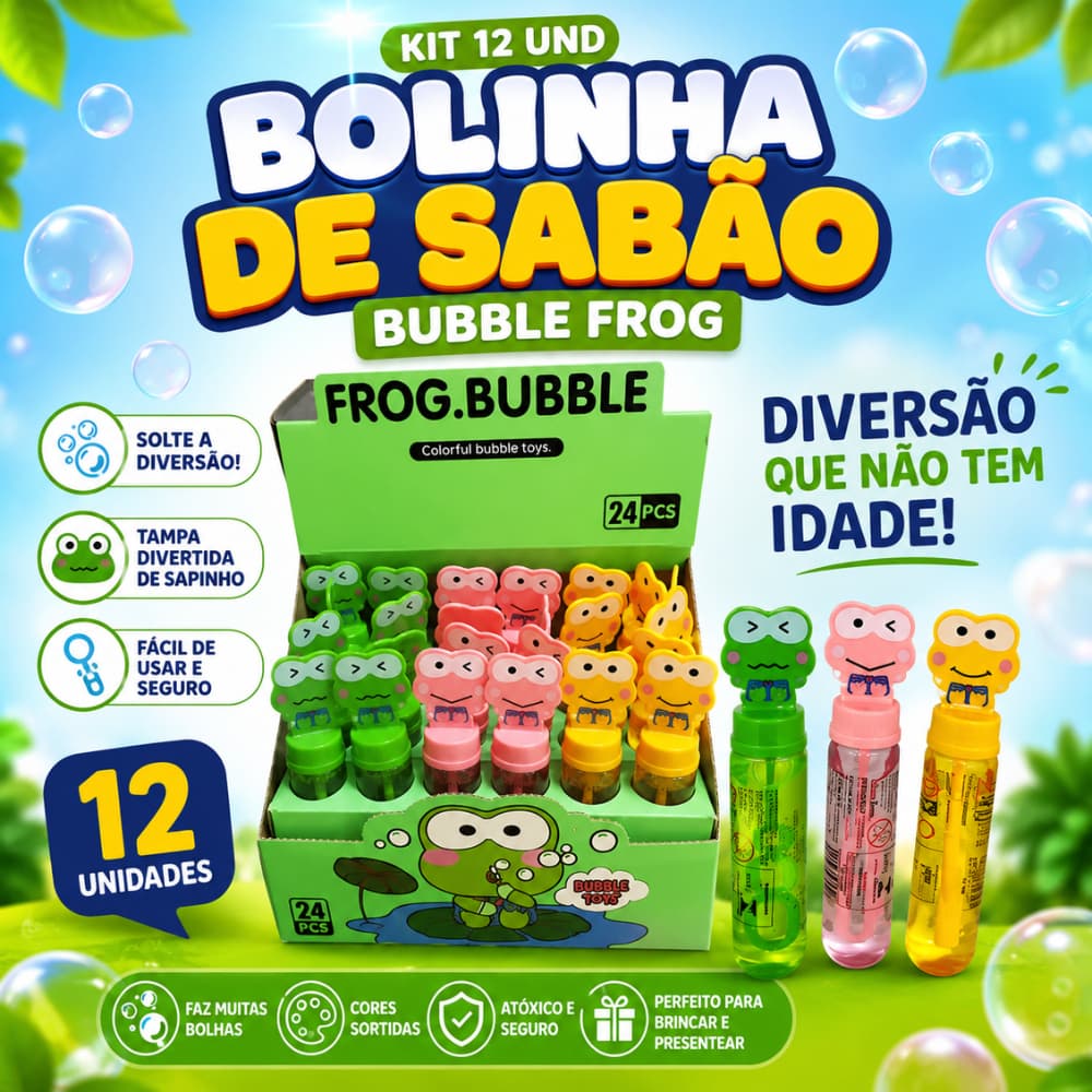 KIT 12 UND BOLINHA DE SABAO BUBBLE FROG - SUPER-223003 - 99 TOYS