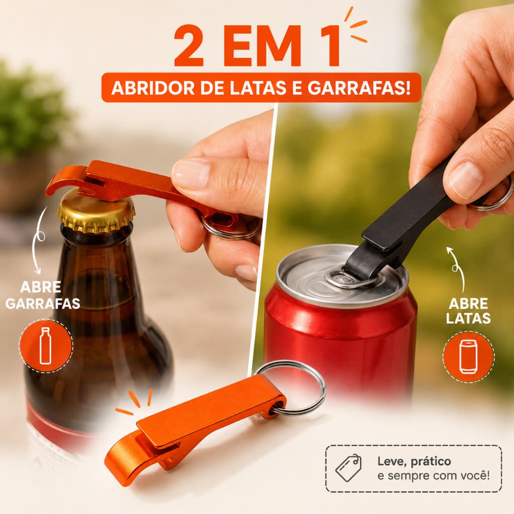 Chaveiro abridor de garrafa de metal / latinha / bar / festa / cozinha / presente