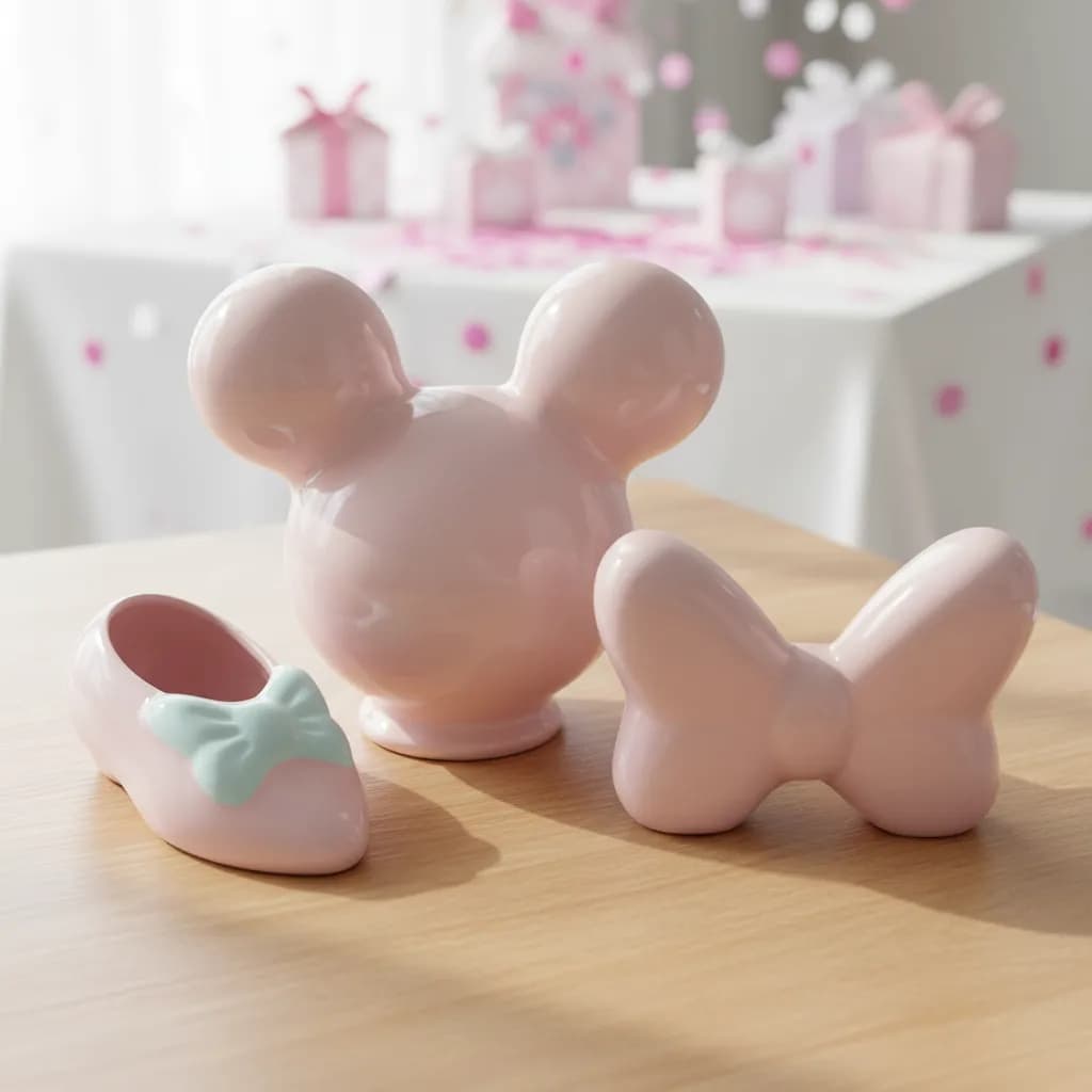 Kit Festa Minnie Decoração De Cerâmica Cabeça Laço Sapato aniversário