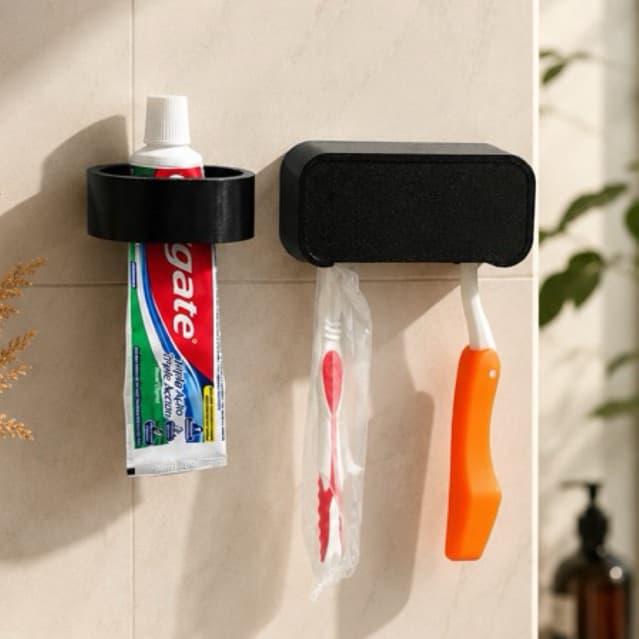 Kit Organizador de Banheiro. Suportes de parede para escovas de dente e pastas de dente Decoração Funcional