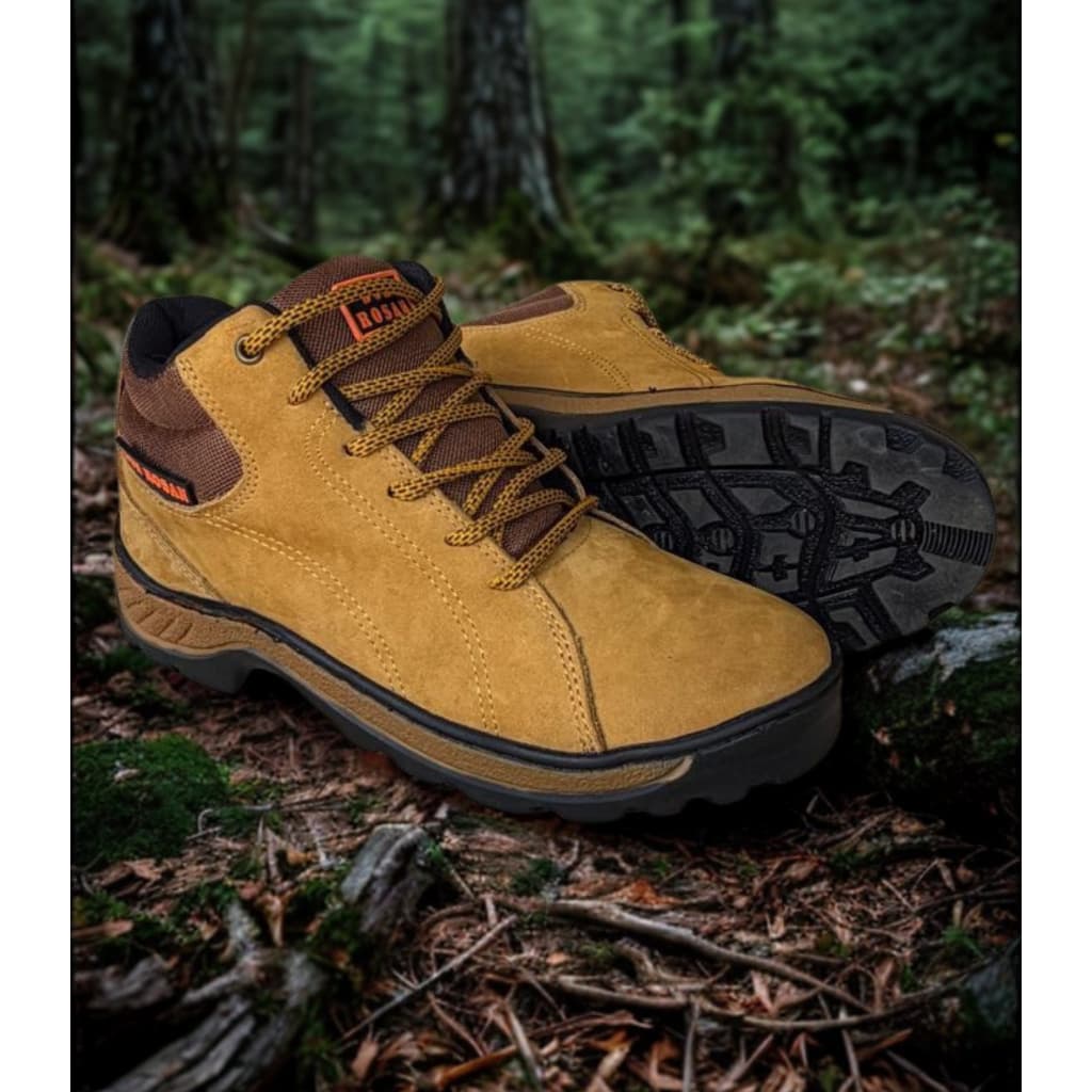 Bota Coturno Masculino Adventure Couro Legítimo Solado Tratorado Borracha Cano Médio Don Rosan Amarelo