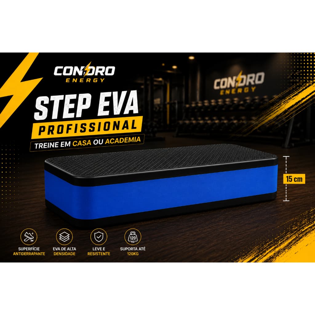 Step Academia 60x30x15cm EVA Profissional Antiderrapante Fitness Funcional Aeróbico CondroEnergy