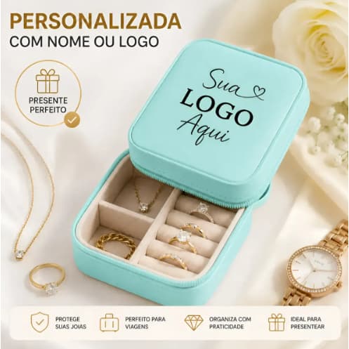 Porta Joias Personalizado Nome Ou Logo Com Zíper Compacto