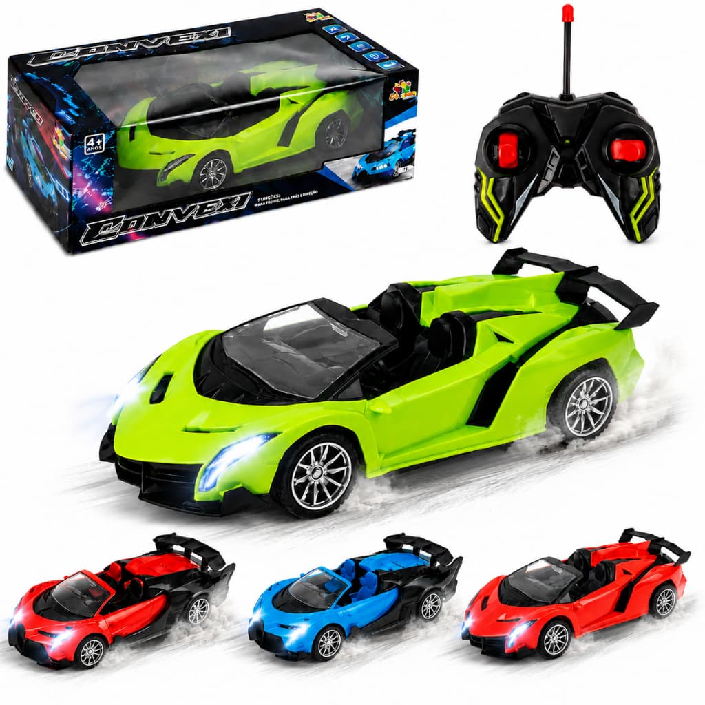 Carrinho De Controle Conversível Acende Faróis 7 Funções Lambo Bugatti Convexi 1:18