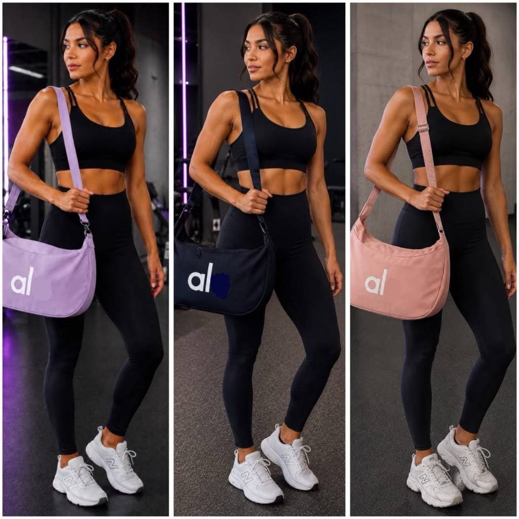Bolsa Academia Feminina Meia Lua Transversal Alça Regulável Tiracolo Esportiva Estilo Gringo Hobo Bag Nylon Treino