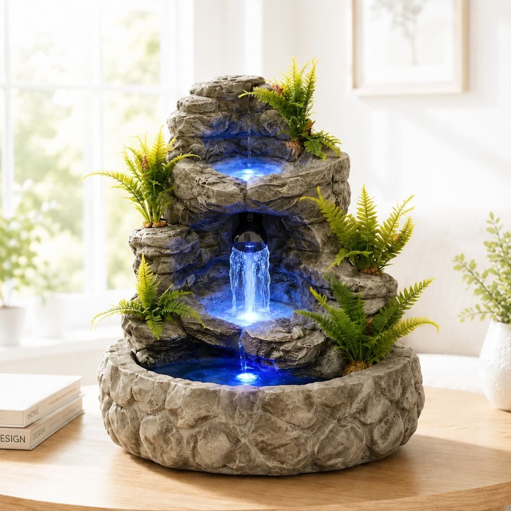Fonte Cascata Decorativa Em Resina Linda Relaxante SPA Decoraçaõ
