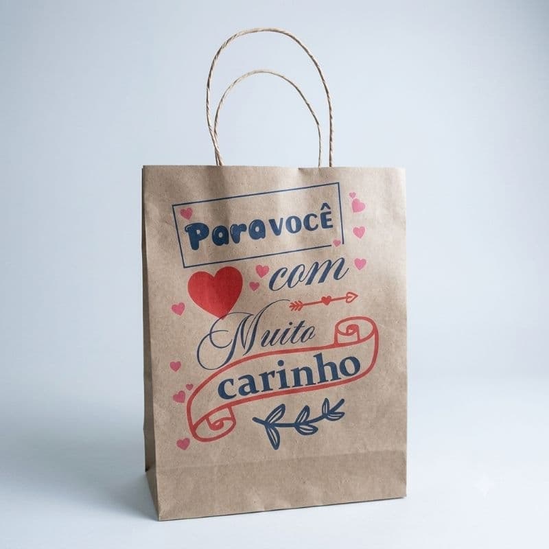 Sacola  Para Lojas Kraft Papel 80g Ecológica Resistente Personalizada Alça Torcida Confortável Pacotes C/ 10 Unidades