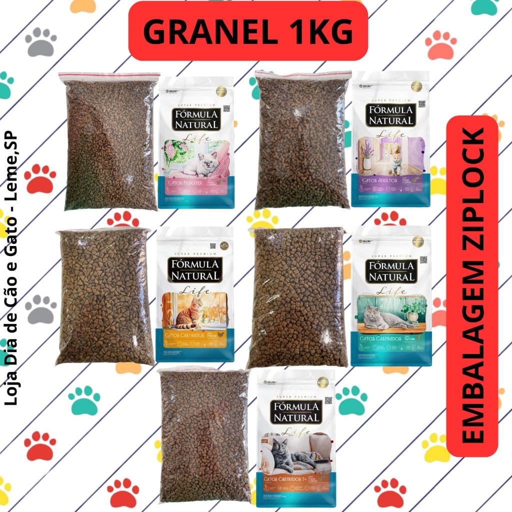 GRANEL 1KG - Fórmula Natural Life para Gatos - Sem Transgênicos.