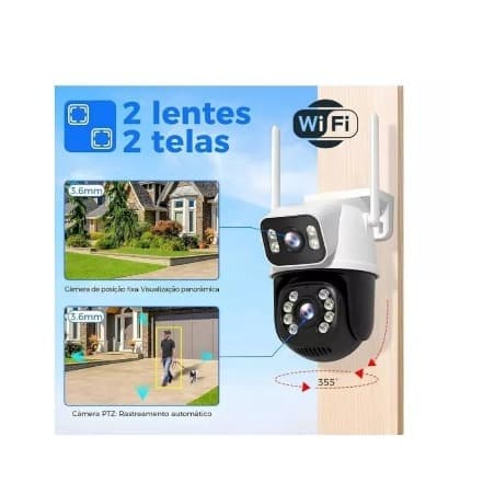 Camera Segurança  WIFI Prova D'agua Lente Dupla App Yoosee