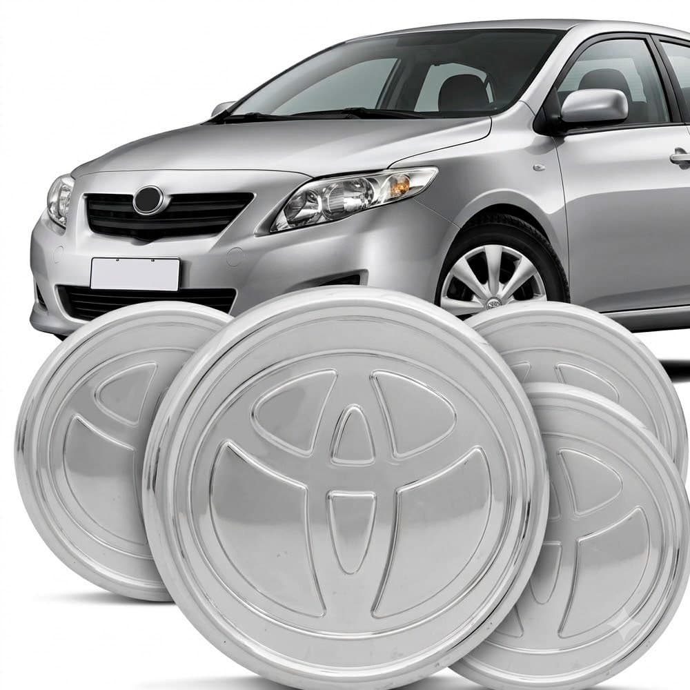 Kit 4 Calotinha Tampa Miolo Centro De Roda Etios Corolla Cromada