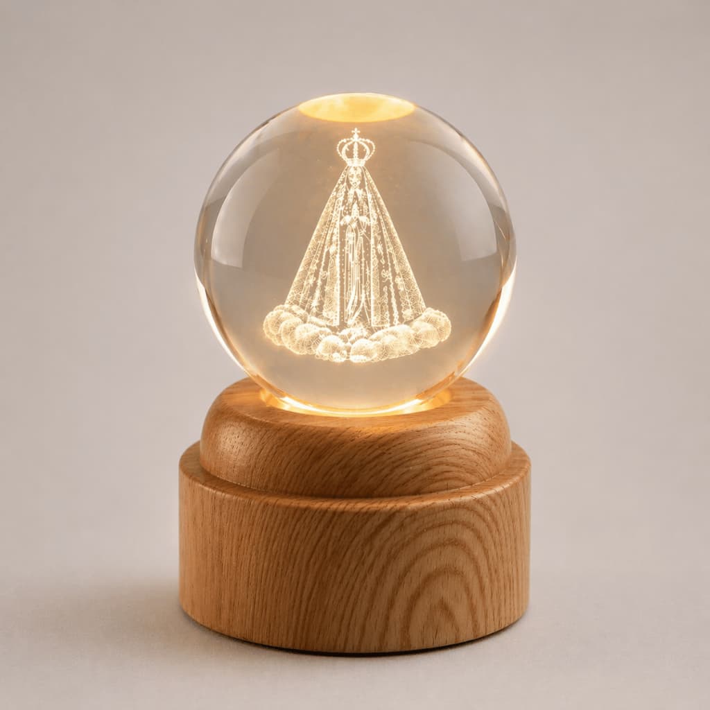luminária religiosa 06 cm giratória nossa senhora aparecida sagrada abajur