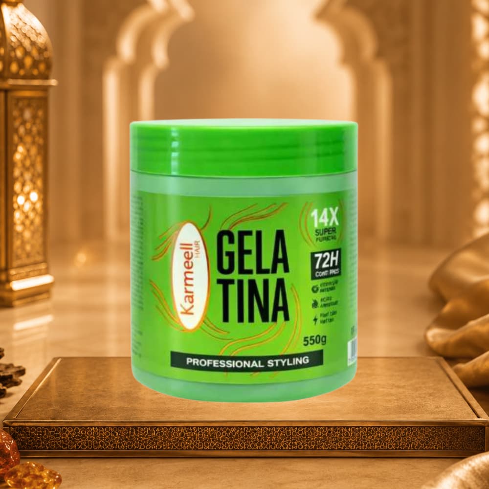 Gelatina Capilar Karmeell 550g Definição Cachos Fixação Forte Anti Frizz Modelador Profissional
