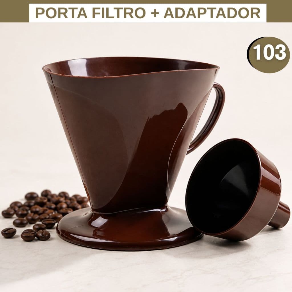 Porta Filtro Coador Café 103 + Adaptador Suporte Compatível para Garrafa Térmica