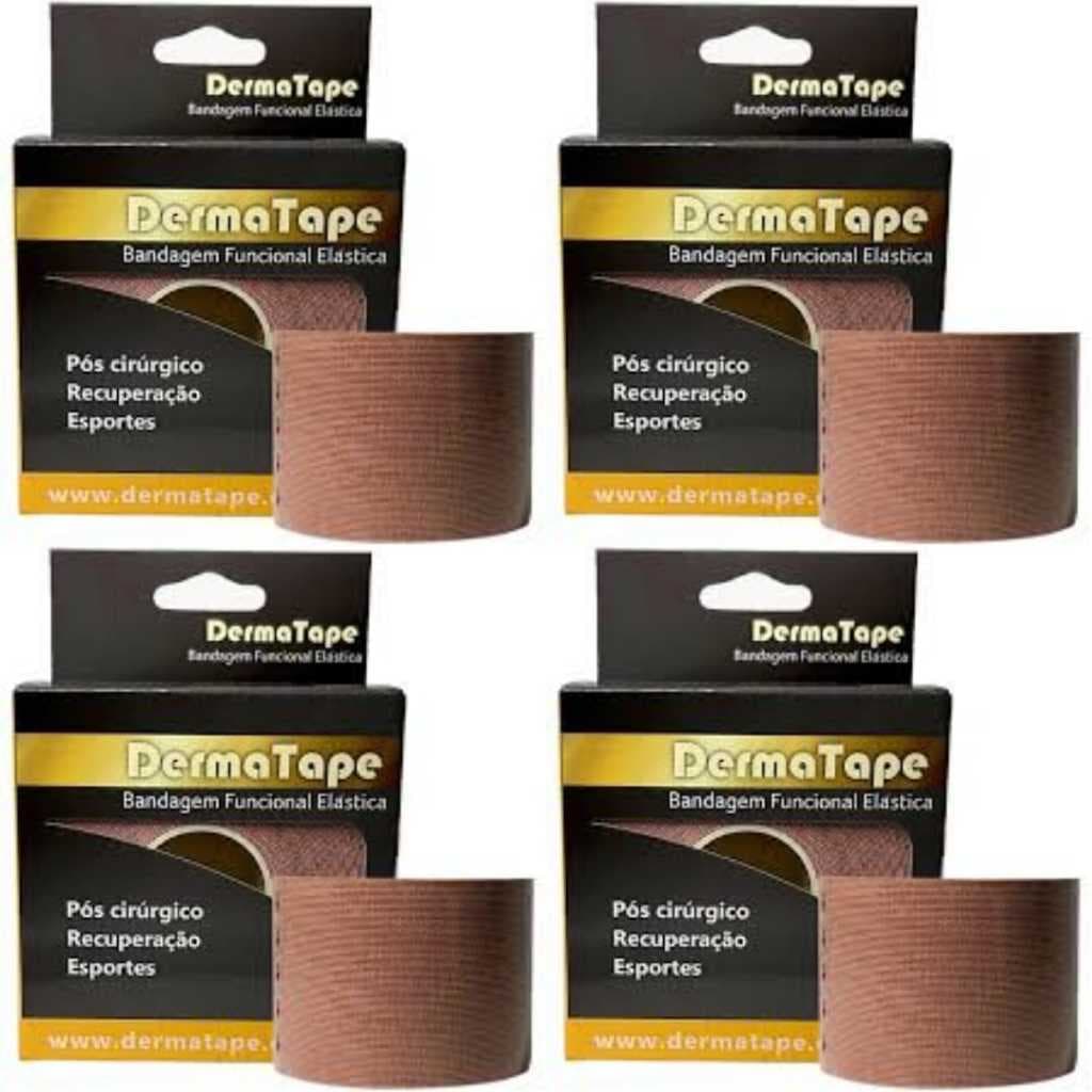 (KIT 4X) Fitas Kinésio Bandagem Funcional Elástica 5cm x 5mt Dermatape (Enviar Cores Via Chat)