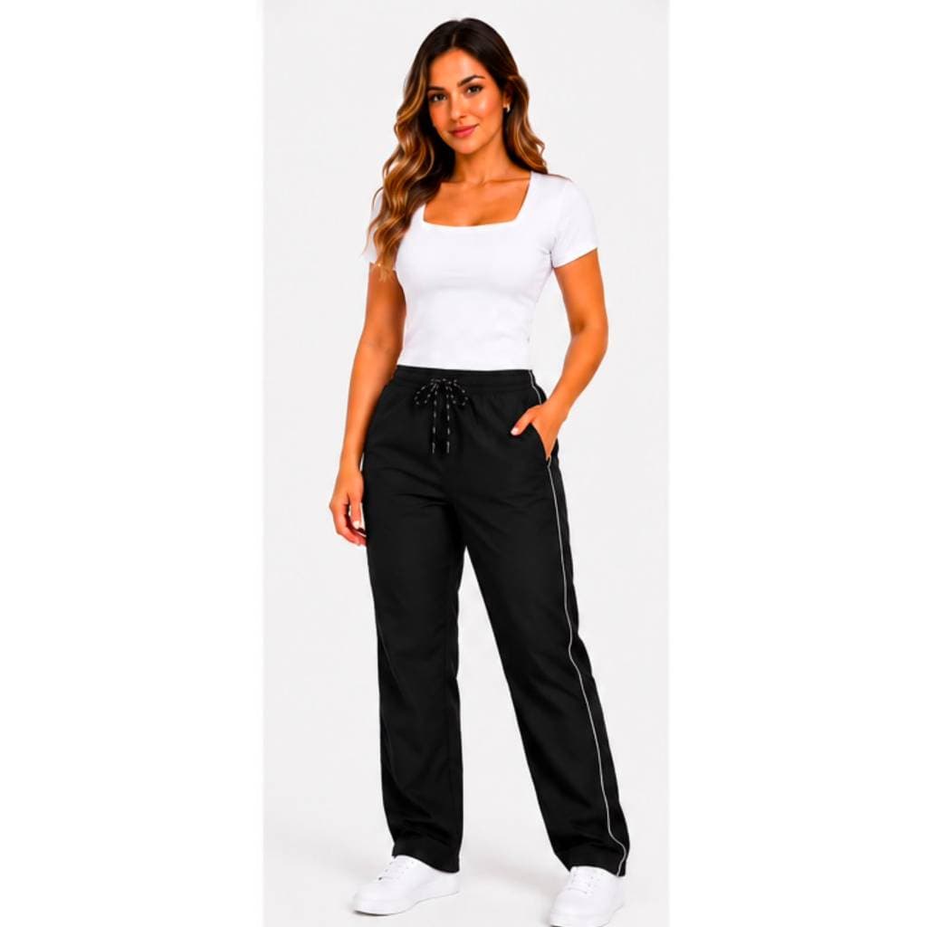 Look Feminino Completo Calça Tactel + Baby Look Gola Quadrada