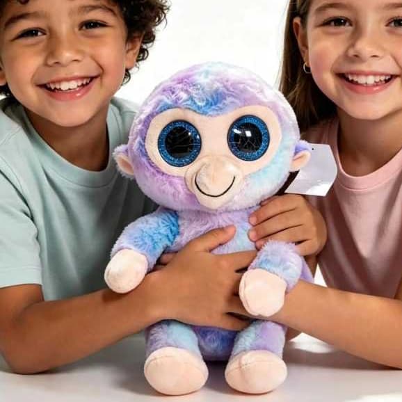 Urso De Pelúcia Ursinho 25cm -Antialérgico ESTORY KIDS Presente Criança Pequena Decoração Quarto Infantil Macaco Color