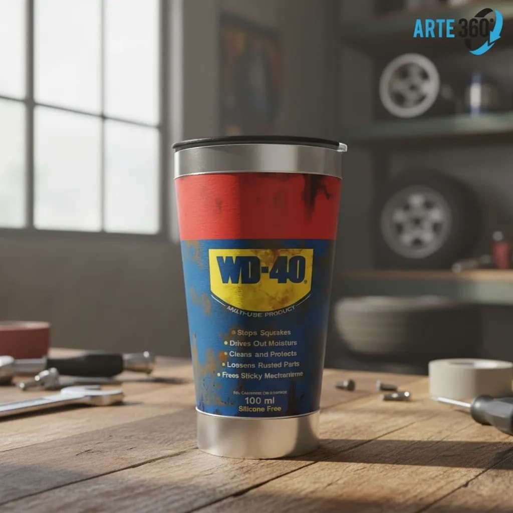 Copo Térmico 473ml Wd-40 Inox  Óleo Oficina Mecânica Carro