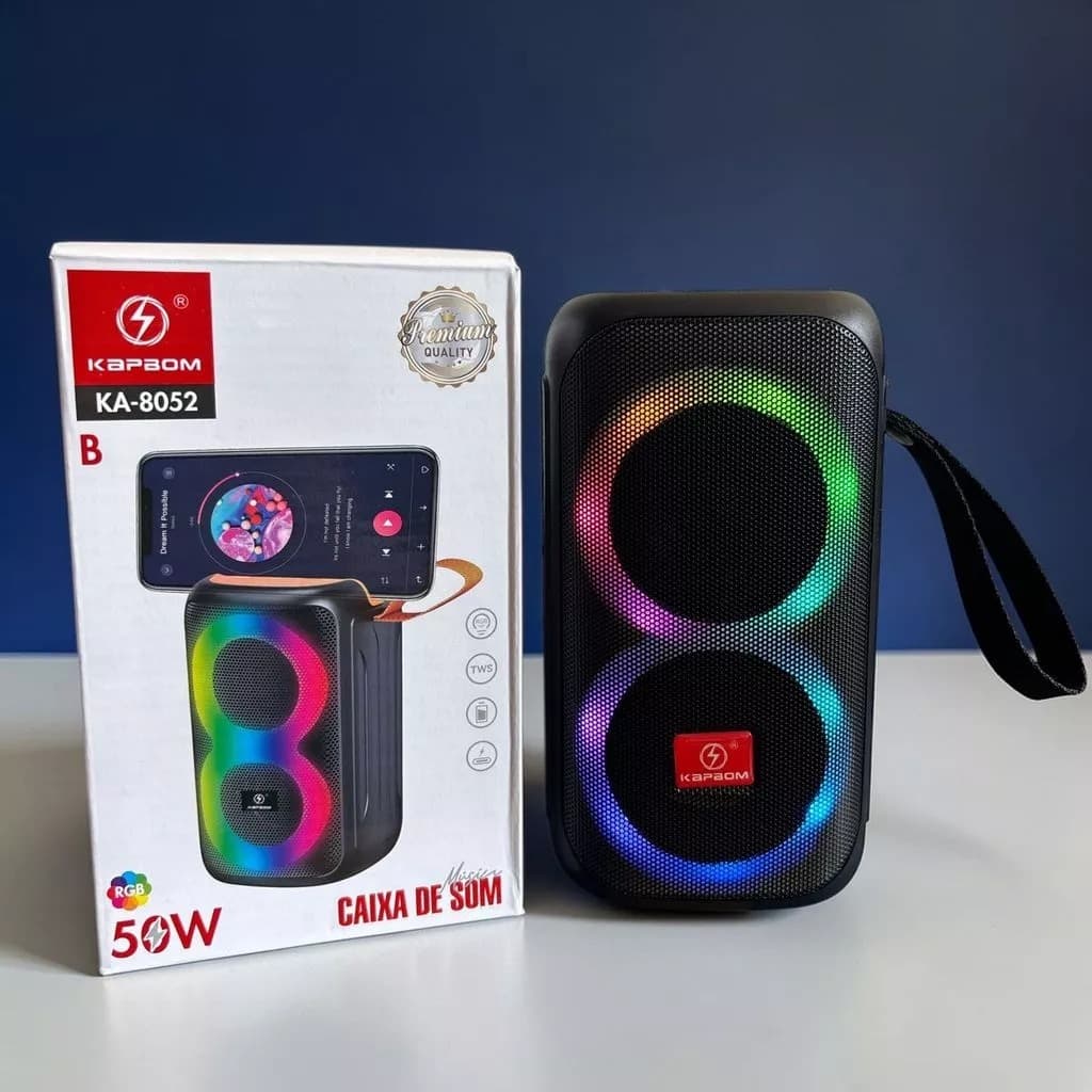 Caixa De Som 50W Portátil Bluetooth RGB TWS USB SD FM Grave Som Potente Promoção Lindo Presente
