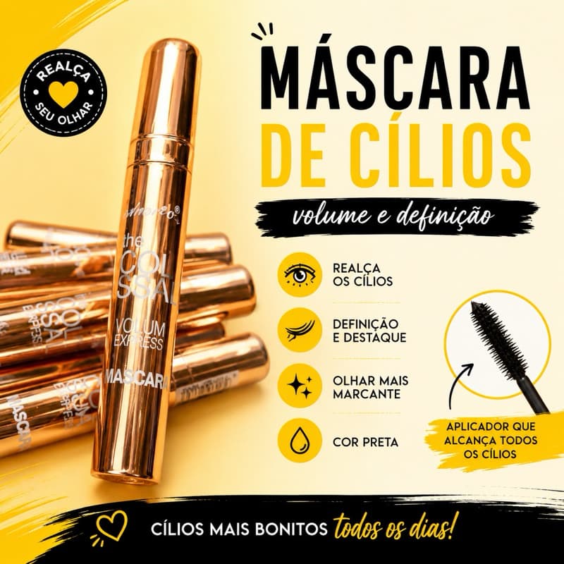 máscara para cílios preta - amor e anjo - Rímel
