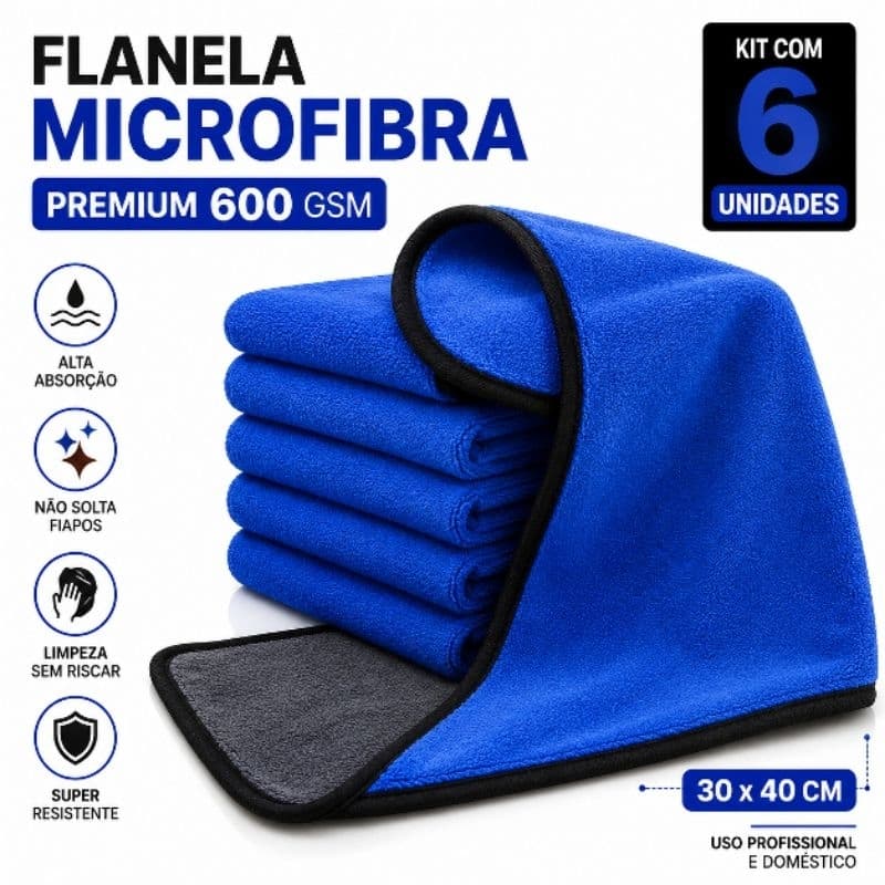 Pano de Microfibra Kit com 2, 4 e 6 unidades - Ultra Absorvente para Carro, Vidro, Móveis e Cozinha