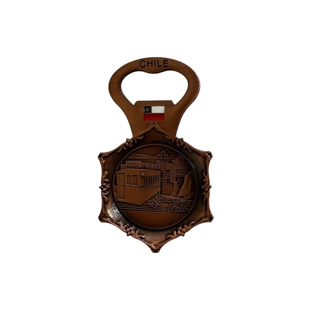 Abridor de garrafa e imã de geladeira chile metal souvenir