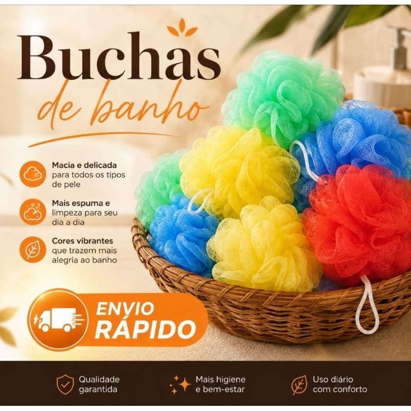 Kit 2 Esponja De Banho Esfoliante Corporal Nylon Bucha Macia