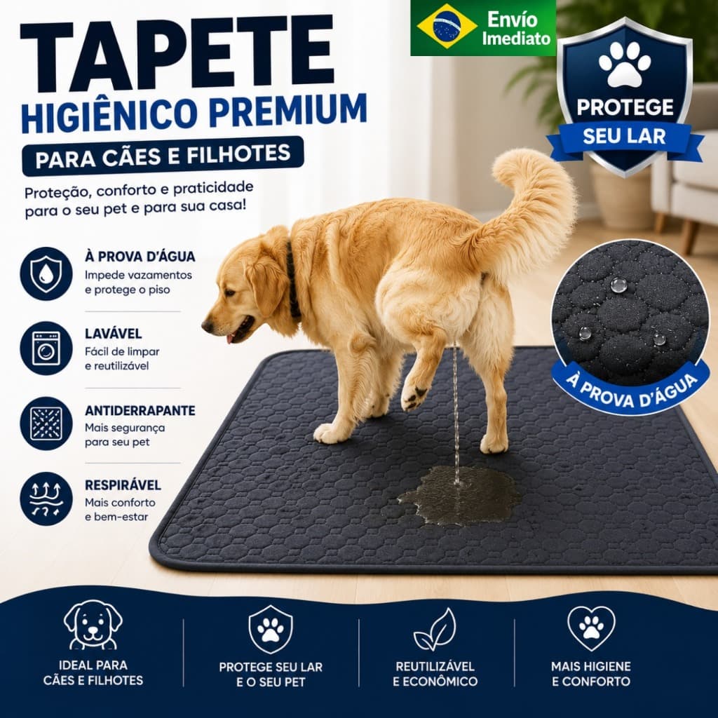 tapete higiênico cachorro pet lavável impermeável antiderrapante,reutilizável e absorvente