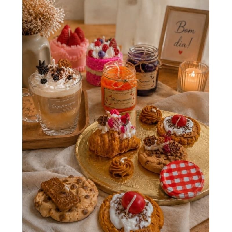 Velas de docinho/café da manhã vela aromática cookie,vela aromática bolo e cappucino