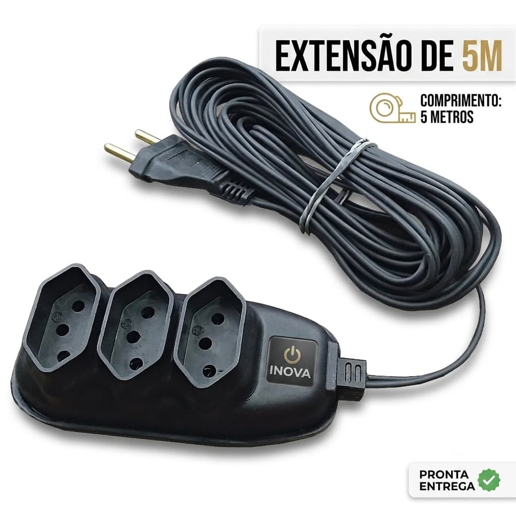 Extensão Elétrica 5 metros - Bivolt 117/220 10A