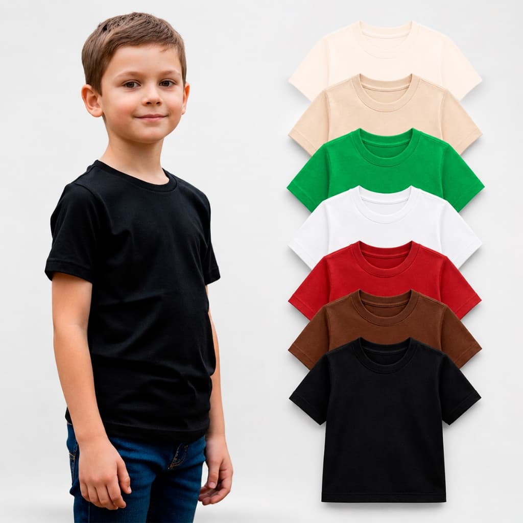 Kit 4 Camiseta Infantil Lisa Menino Menina Algodão Básica Unissex Manga Curta Masculina e Feminino