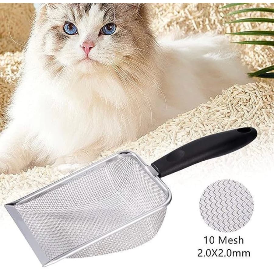 Pá Peneira de Areia Coletora Higiênica Pet Gato Cachorro Lagarto Aço Inox - Caixa de Areia