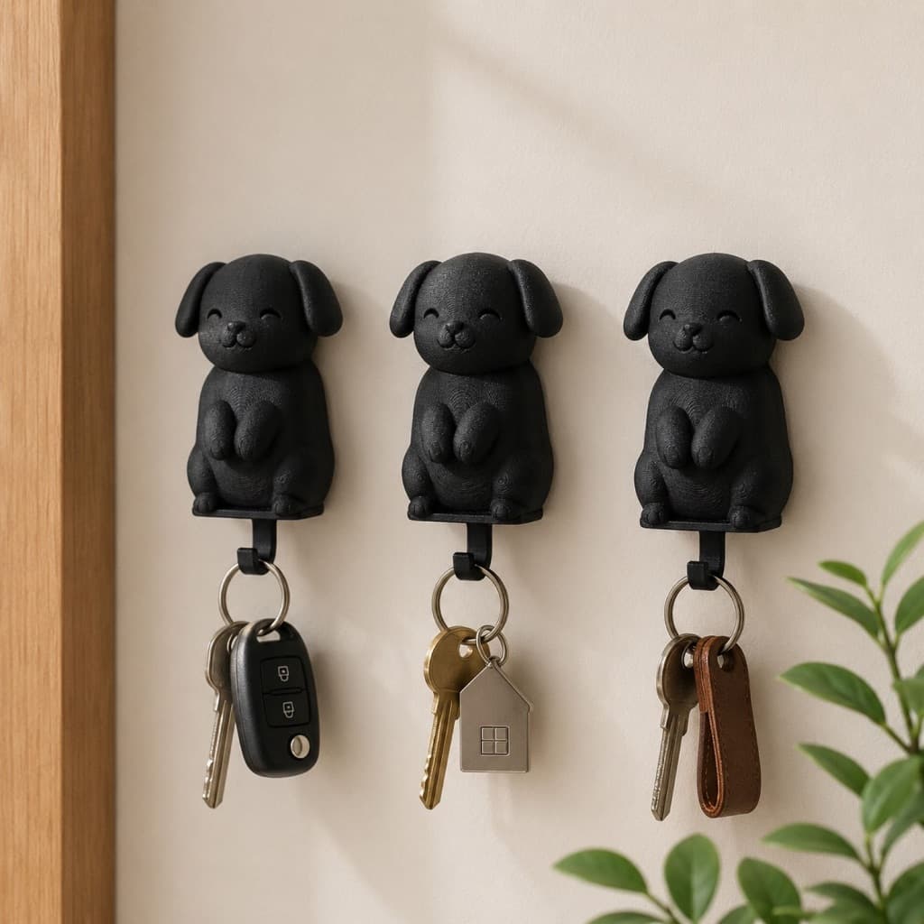 Kit 3 Porta Chaves de Parede Cachorro Decorativo Moderno - Zately
