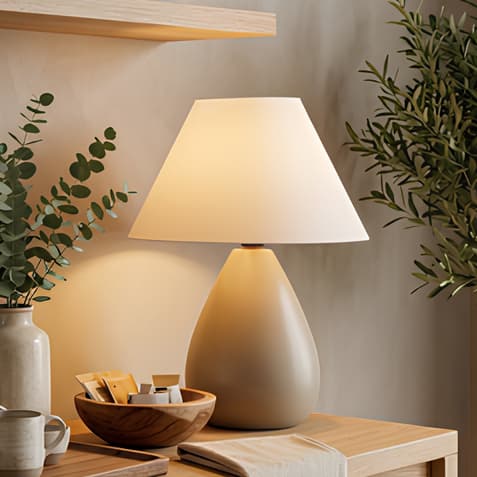 Abajur Luminária Feito de Cerâmica Decoração Premium Quarto Sala Mesa Escritório Várias Cores