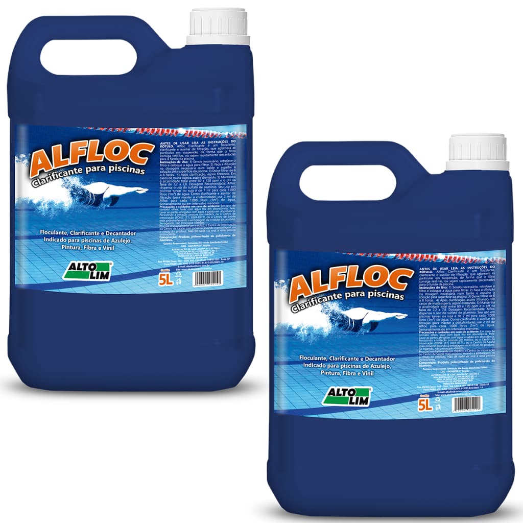 Kit 2 Clarificante Piscina 3 em 1 Galão 5L Decantador Floculante Água Turva Limpa Clareia  Sujeira Auxiliar Filtração