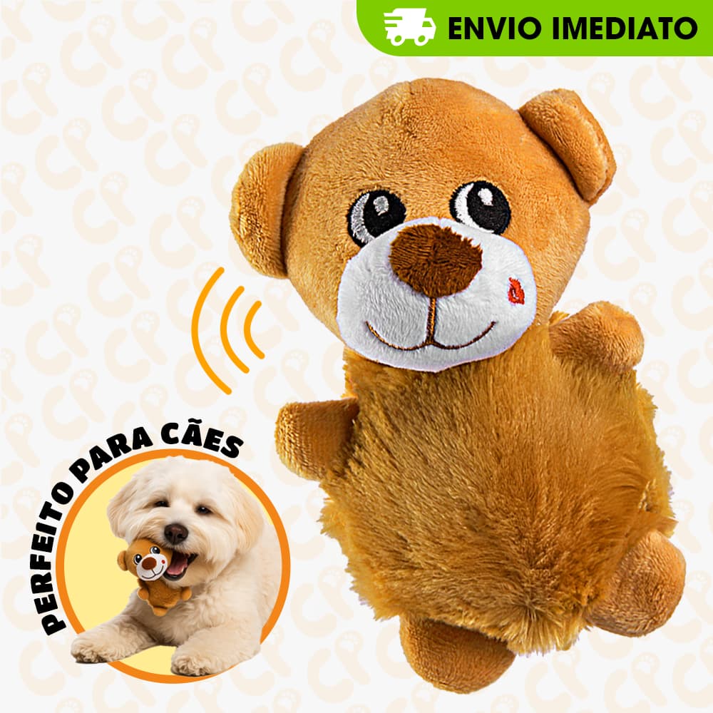 Brinquedo Urso Mordedor Pet Pelúcia com Apito para Cães Cachorros Interativo