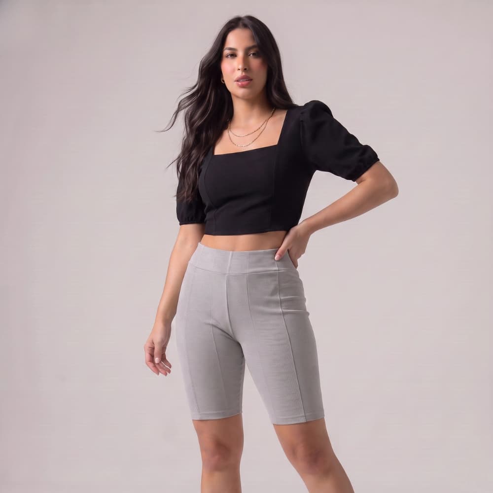 Bermuda Feminina Cintura Alta Cós Alto Ciclista Legging Fitness Academia Modeladora Casual Verão Confortável Elastano