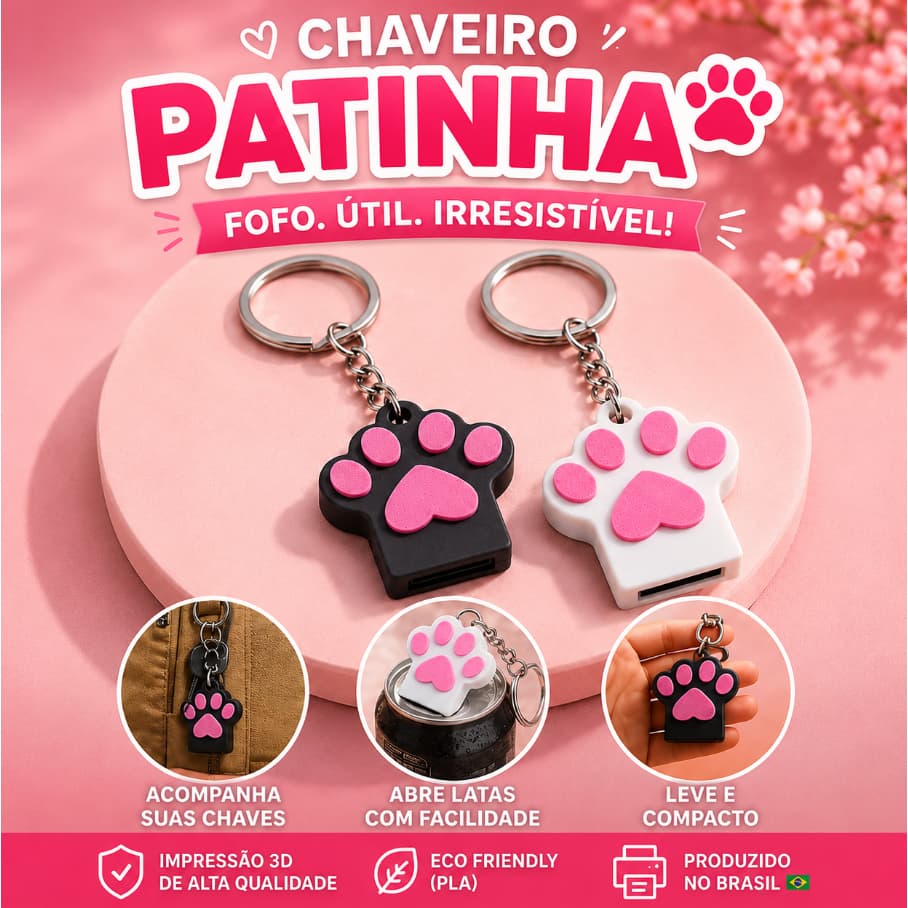Abridor de Lata Chaveiro Patinha | Abre Latinha de Refrigerante e Energético | Presente Criativo
