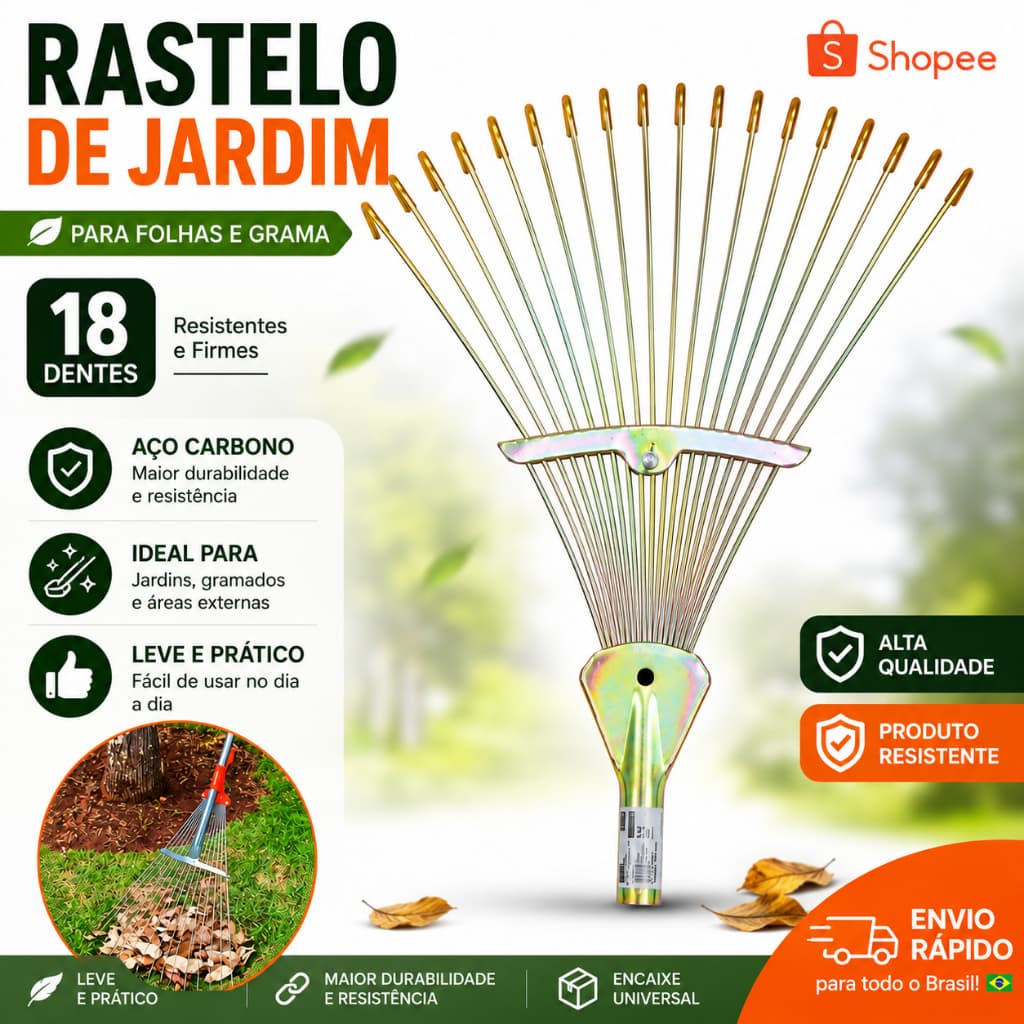 Ancinho Rastelo Vassoura Para Grama Regulável 18 Dentes De Aço Rastelo Ajustável Para Jardinagem Jardim