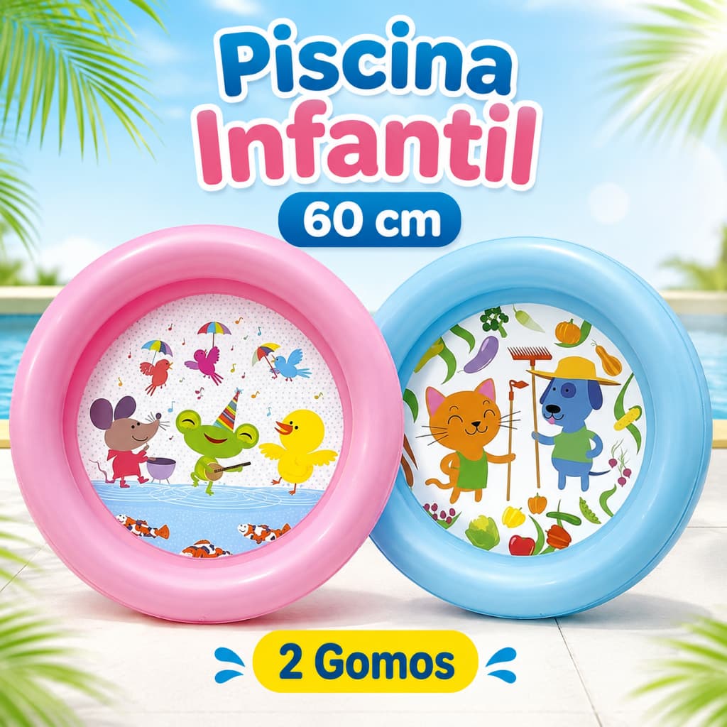 Piscina Inflável Infantil Redonda Vinil Dutetoys para Crianças Praia Quintal Verão