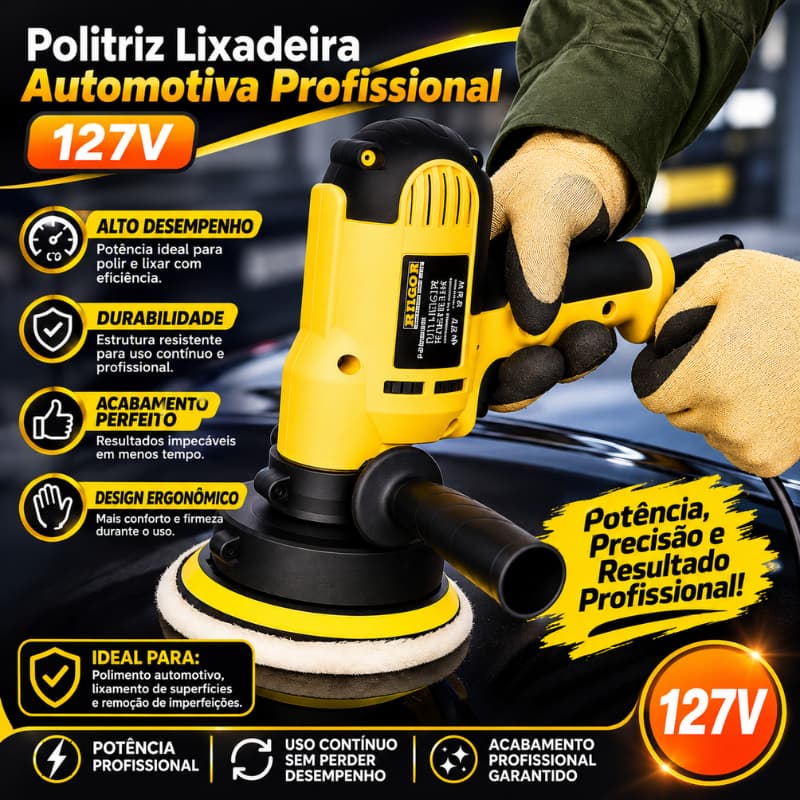 Lixadeira para lixa carro Automotiva politriz para polimentos Profissional 127V