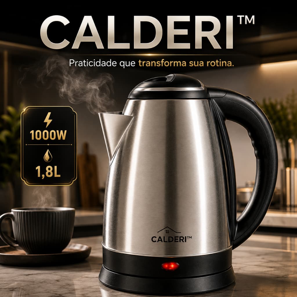 Chaleira Elétrica 1,8L 1000W Inox Rápida Alta Potência 127V