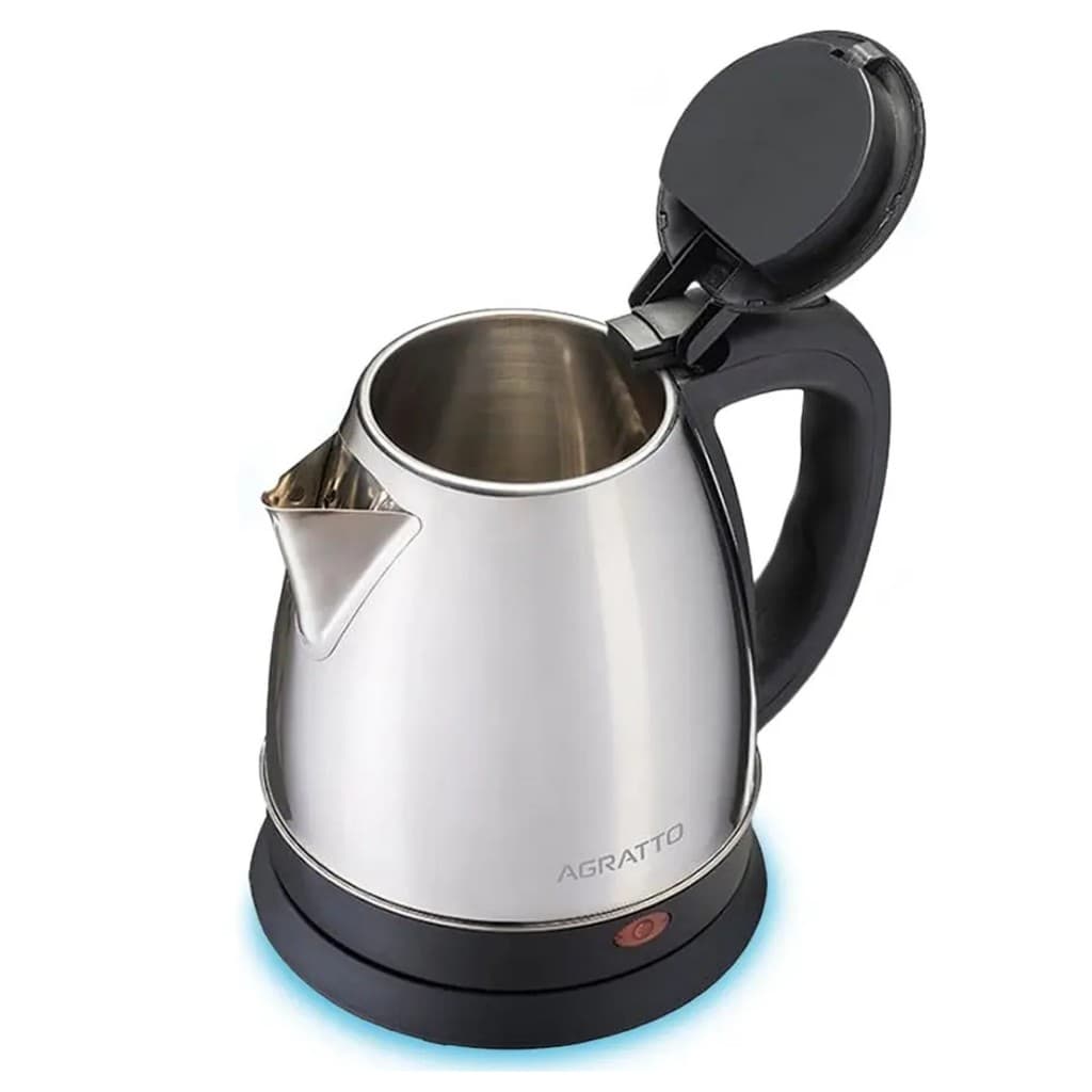Chaleira Elétrica Inox Agratto CE-02 127 E 220V 1,8L Desligamento Automático Trava Segurança Base Giratória