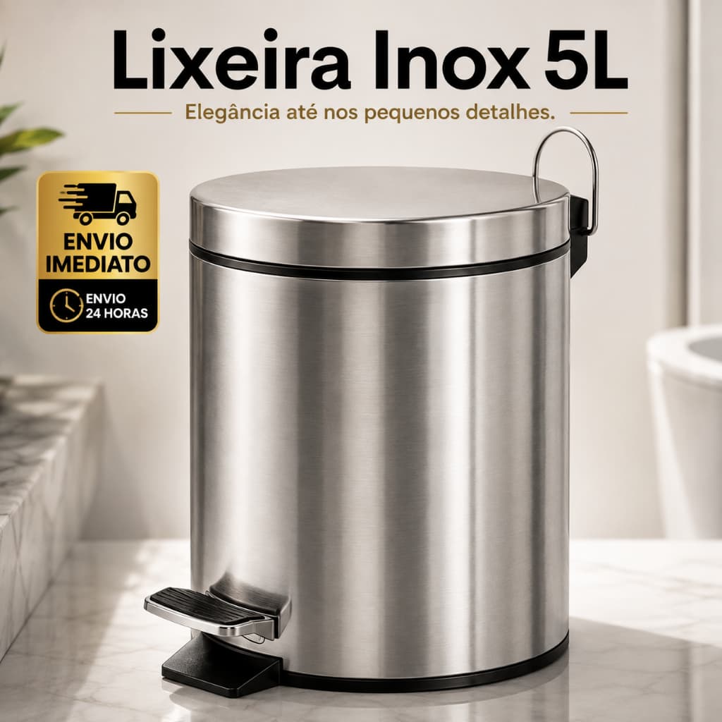 🔥 Lixeira Inox 5 Litros Com Pedal E Balde Removível Premium